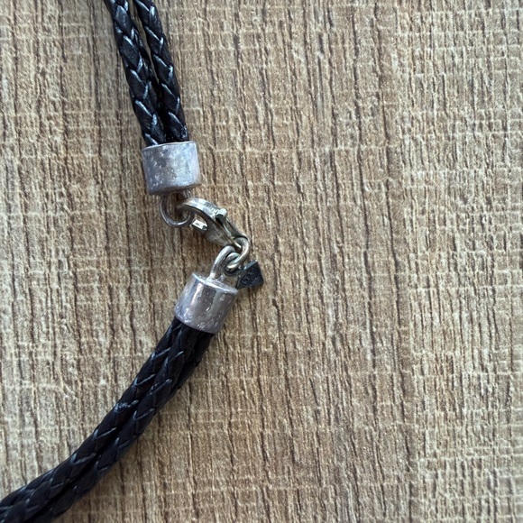 Silpada Brown Braided Necklace with  Silver Hammered Pendant - Picture 3 of 4